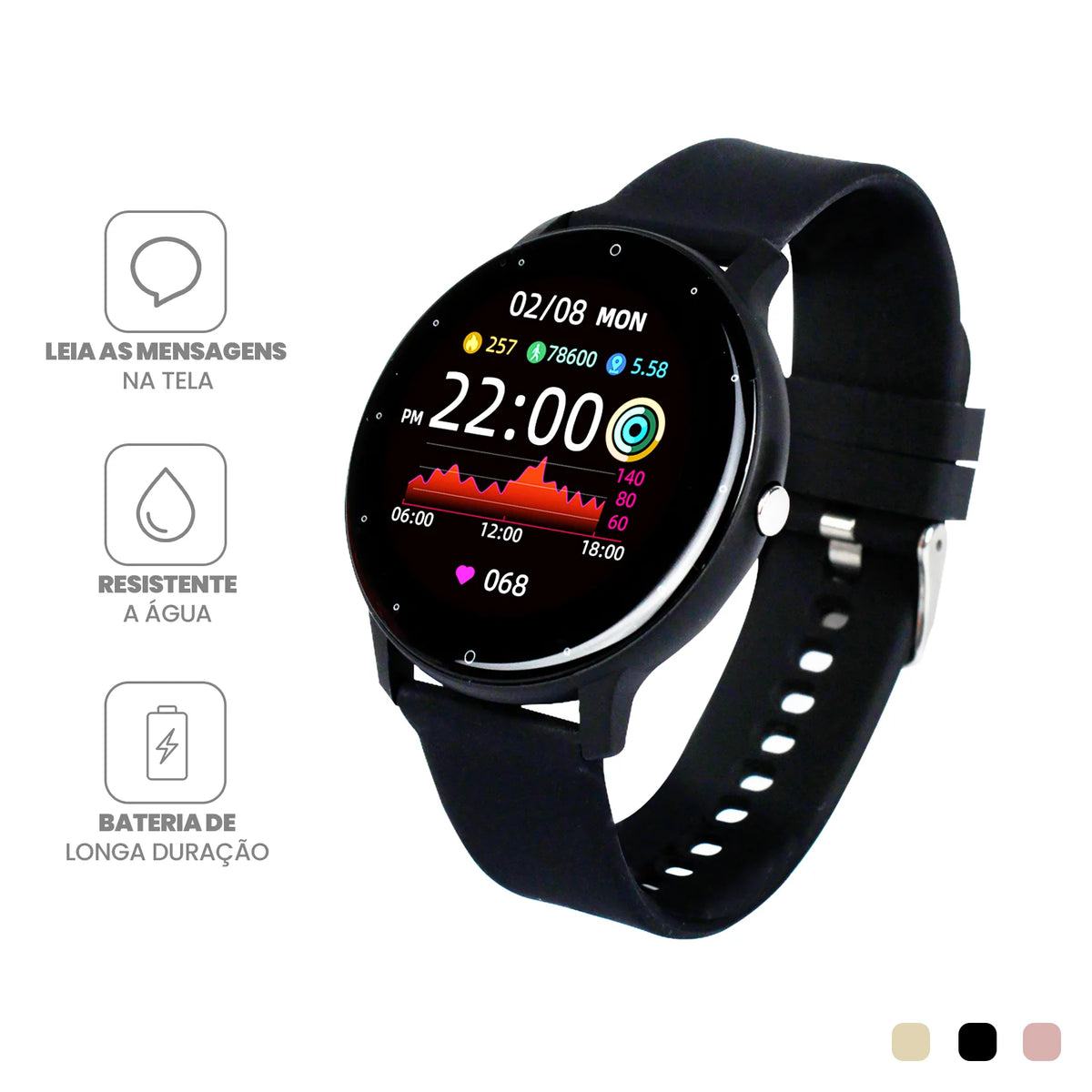 Haiz Smartwatch Relógio Inteligente IP67 44mm My Watch I Fit PRETO HZ-ZL02D