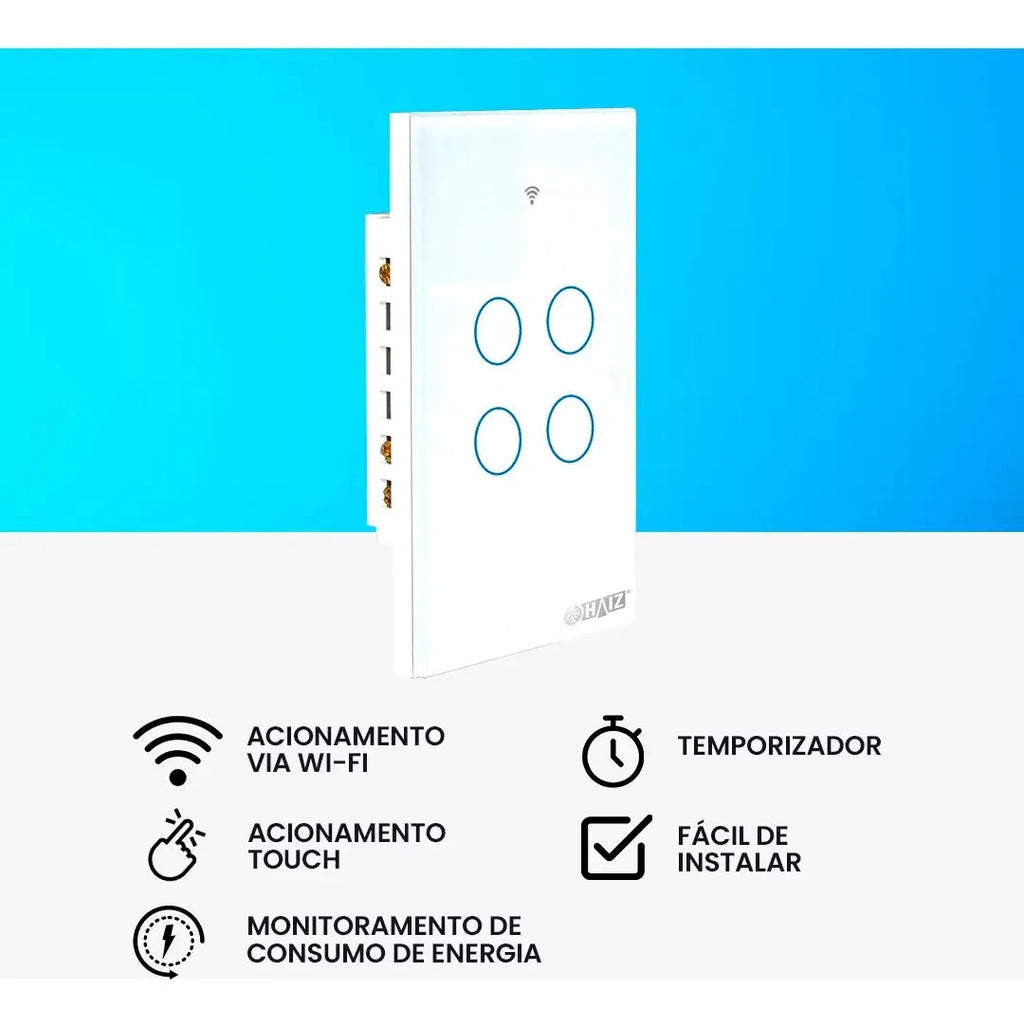 Interruptor Inteligente Touch 4 Botões Haiz Hz-ws4