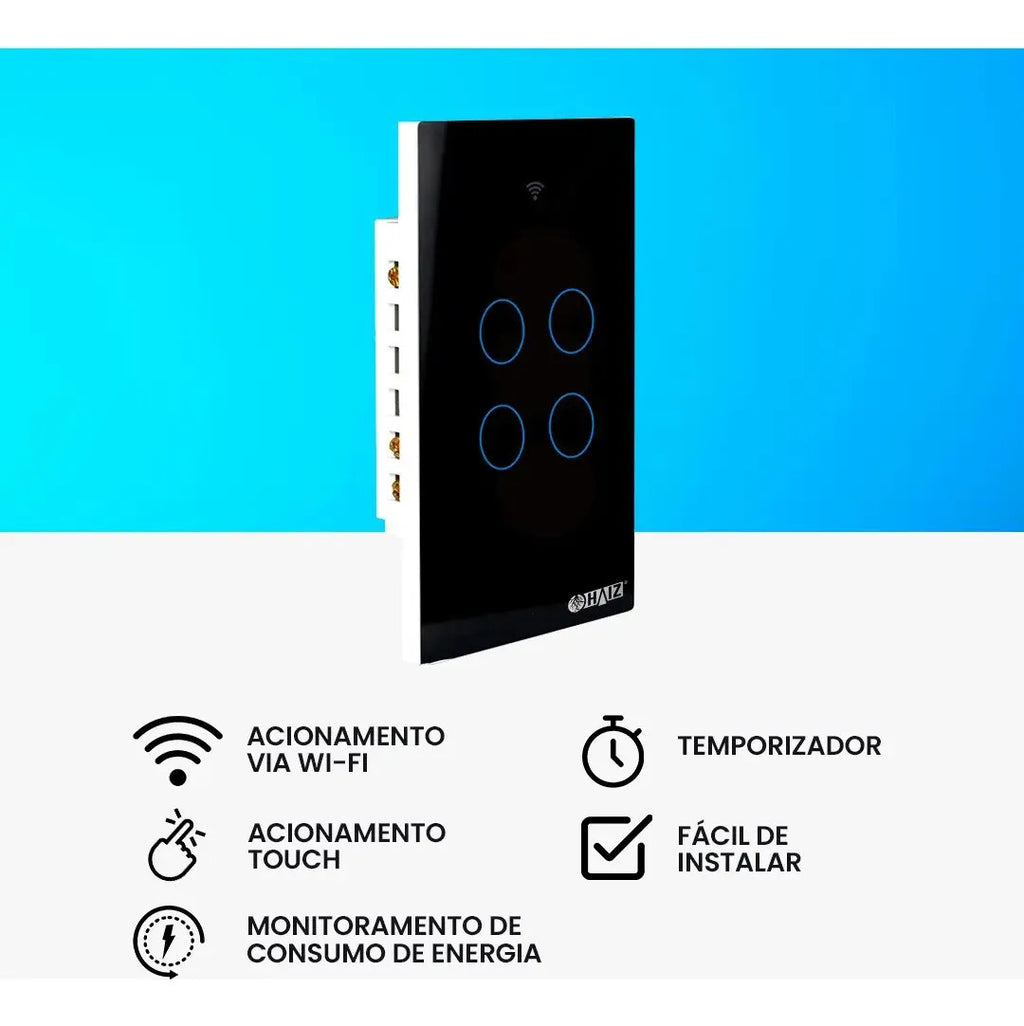 Interruptor Inteligente Touch 4 Botões Haiz Hz-ws4