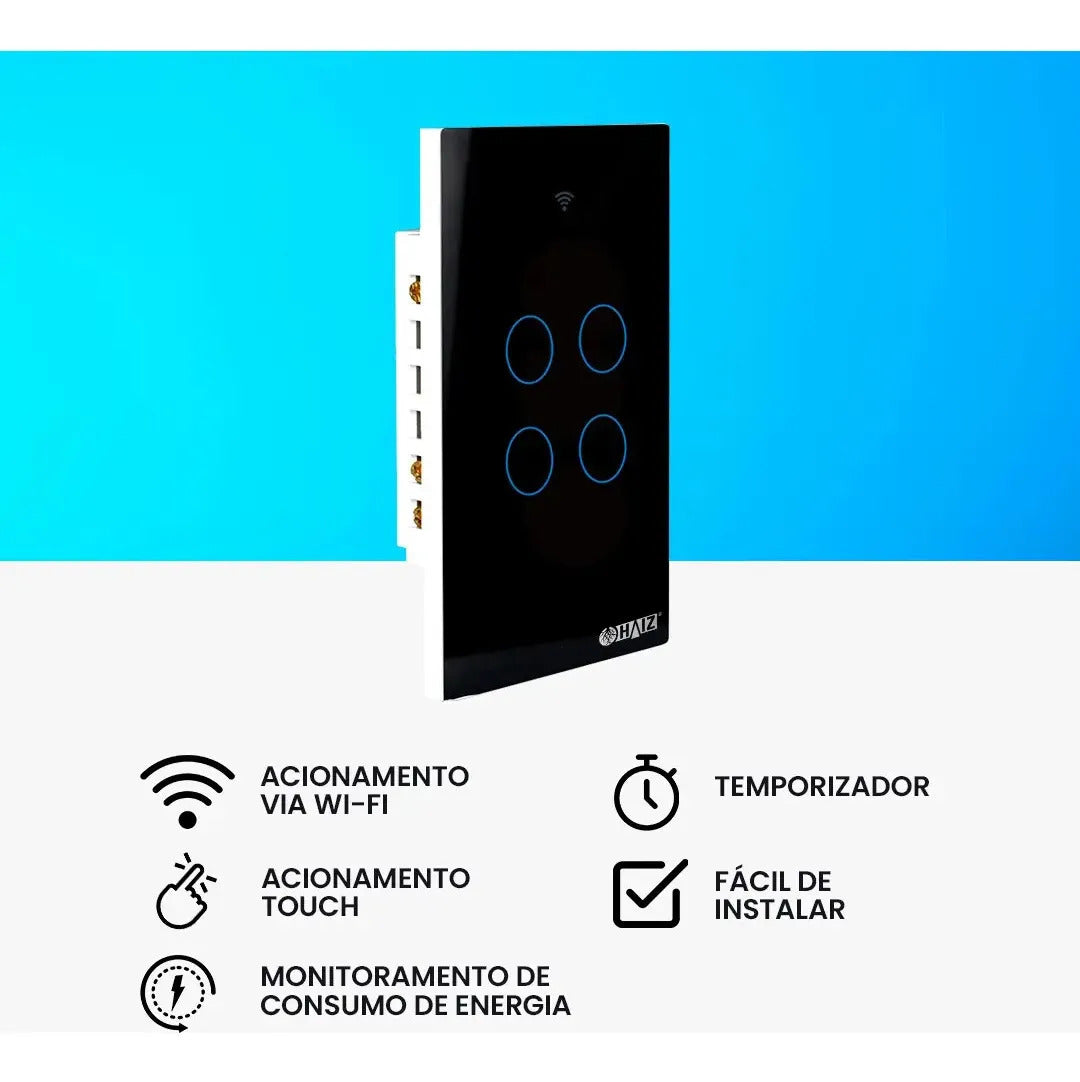 Interruptor Inteligente Touch 4 Botões Haiz Hz-ws4