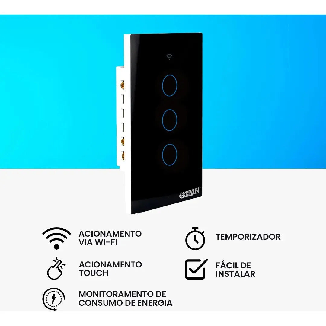 Interruptor Inteligente HZ-WS3 Preto