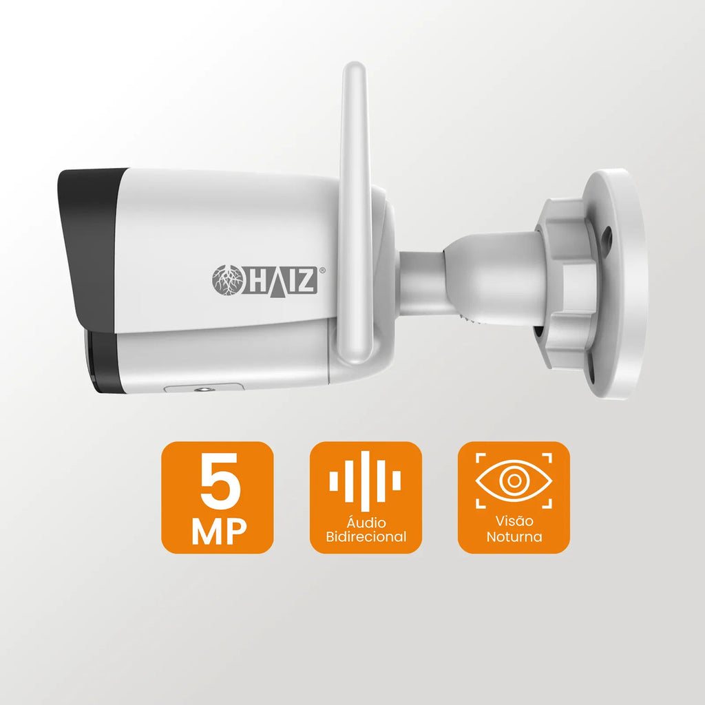 Câmera De Segurança Ip Wi-fi Bullet 2mp Áudio Haiz Hz-h32wn