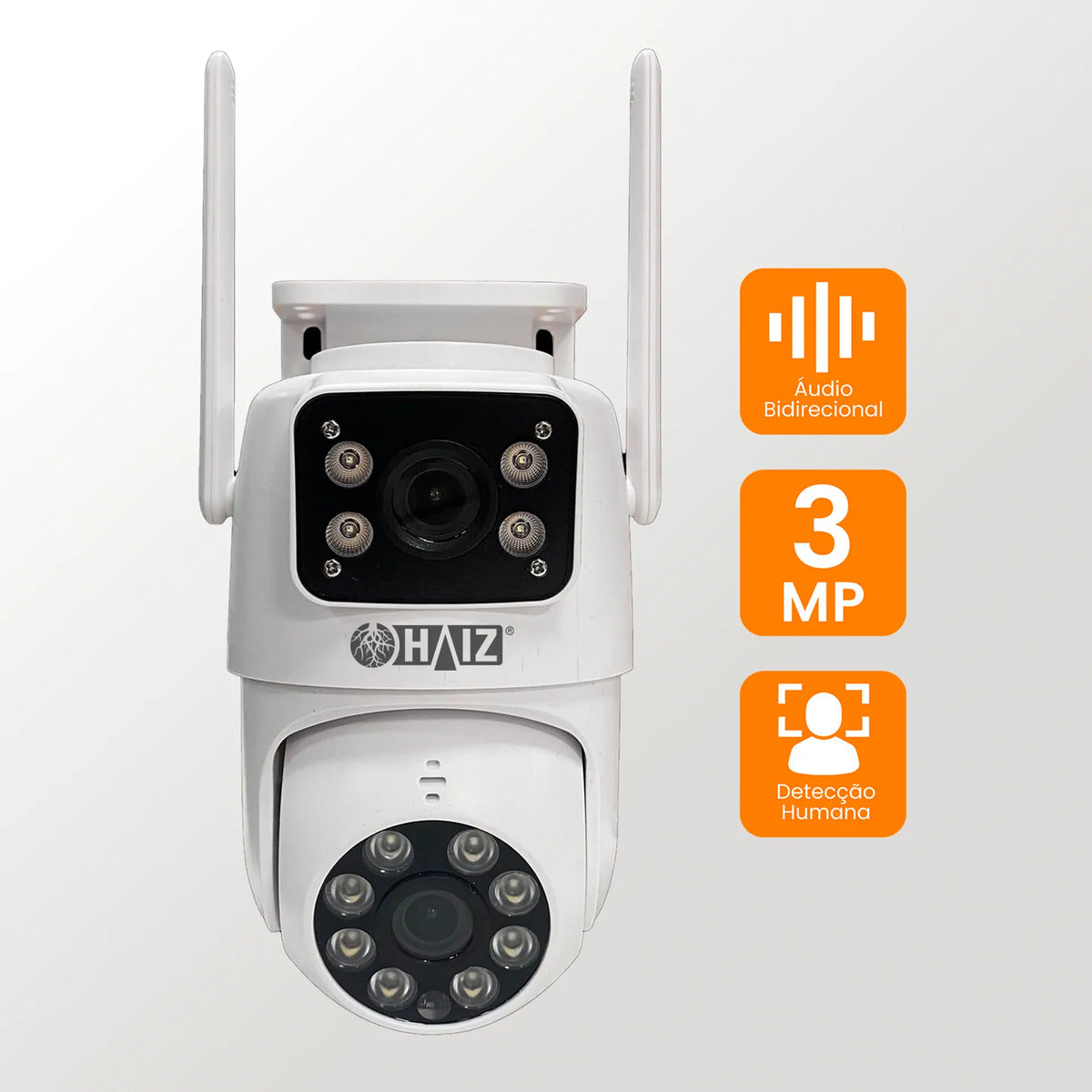 Câmera Segurança Ip 3mp Haiz Hz-a9 Ir Audio E Visão Noturna  Branco
