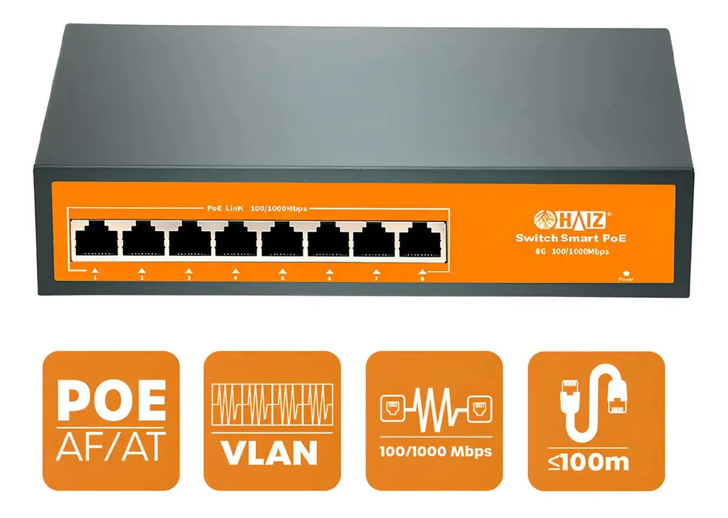 Switch Poe Haiz 8 Portas Gigabit 10/100/1000mbps