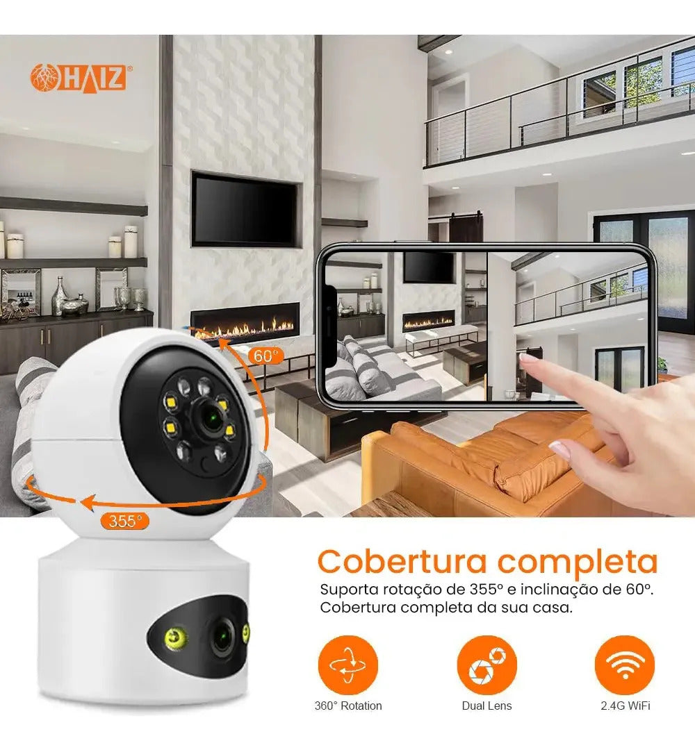 Câmera Segurança Wifi Babá Haiz Hz-x1-p45 Visão Noturna 360 Branco