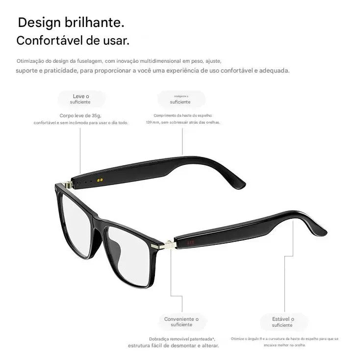 Smartglass Óculos Inteligente Haiz Hz-m1a1 Musica E Chamadas