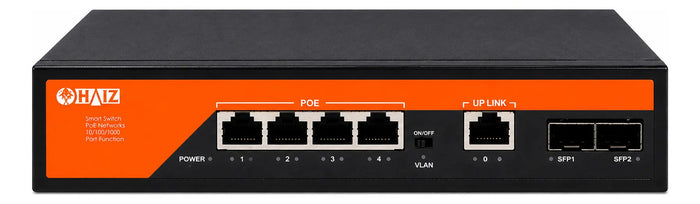 Switch Poe Haiz 4 Portas Gigabit + Uplink + 2 Sfp Hz-04g12gb