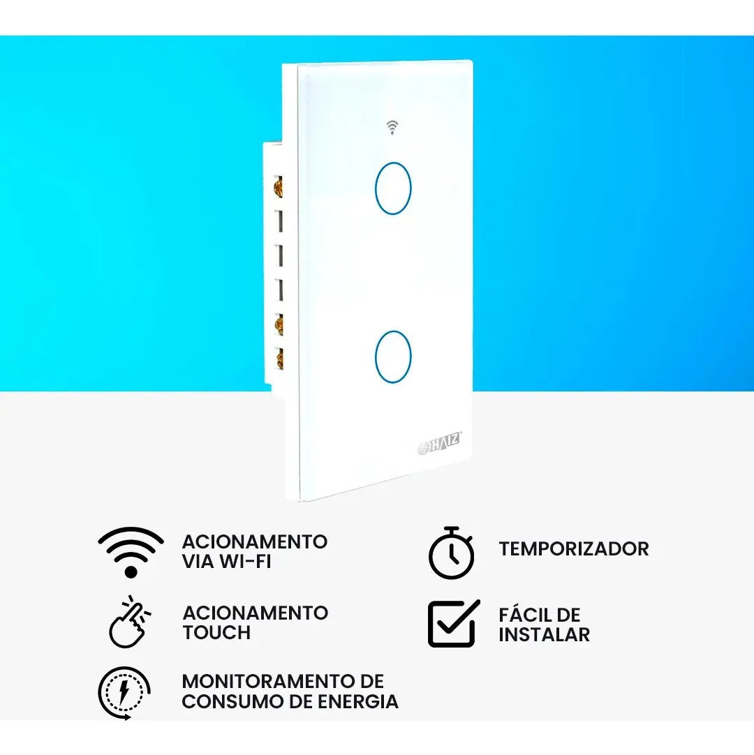 Interruptor Inteligente Touch 2 Botões Haiz Hz-ws2