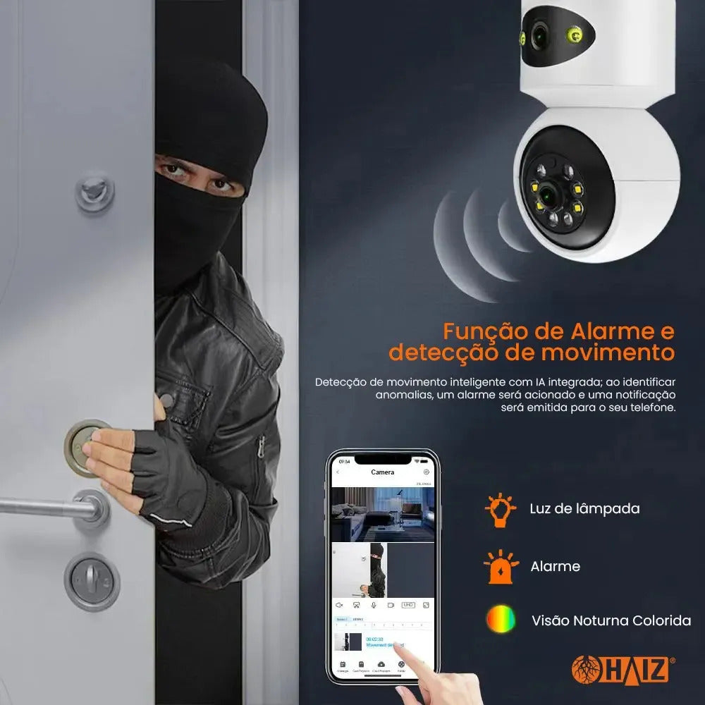 Câmera Segurança Wifi Babá Haiz Hz-x1-p45 Visão Noturna 360 Branco