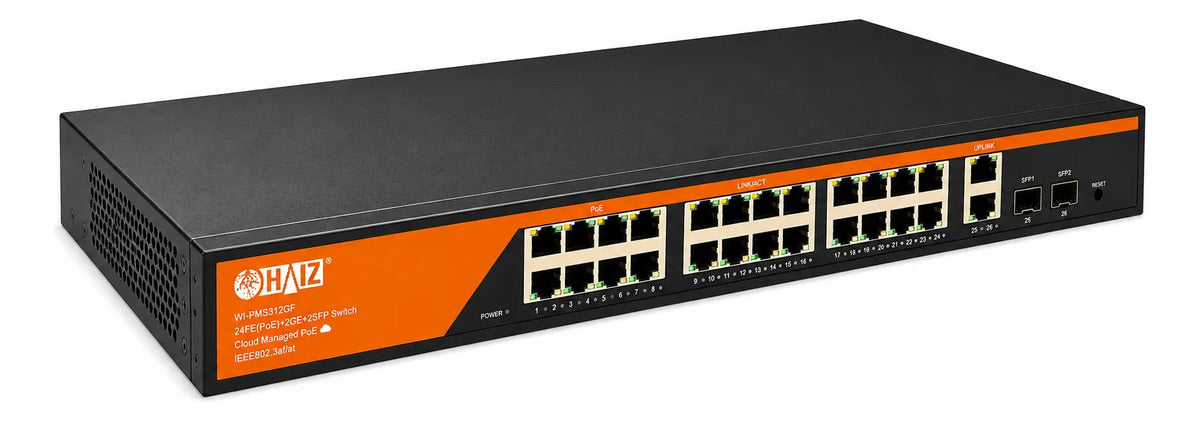 Switch Poe Haiz 24 Portas 2 Uplink 2 Sfp Gigabit Hz-24g22gb