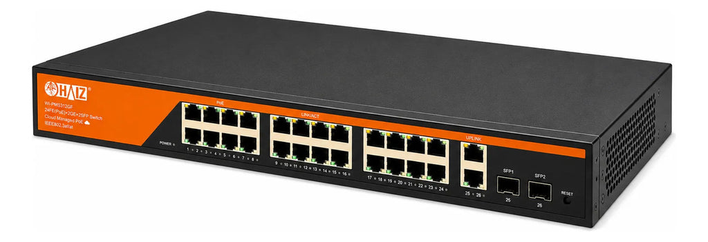 Switch Poe Haiz 24 Portas 2 Uplink 2 Sfp Gigabit Hz-24g22gb